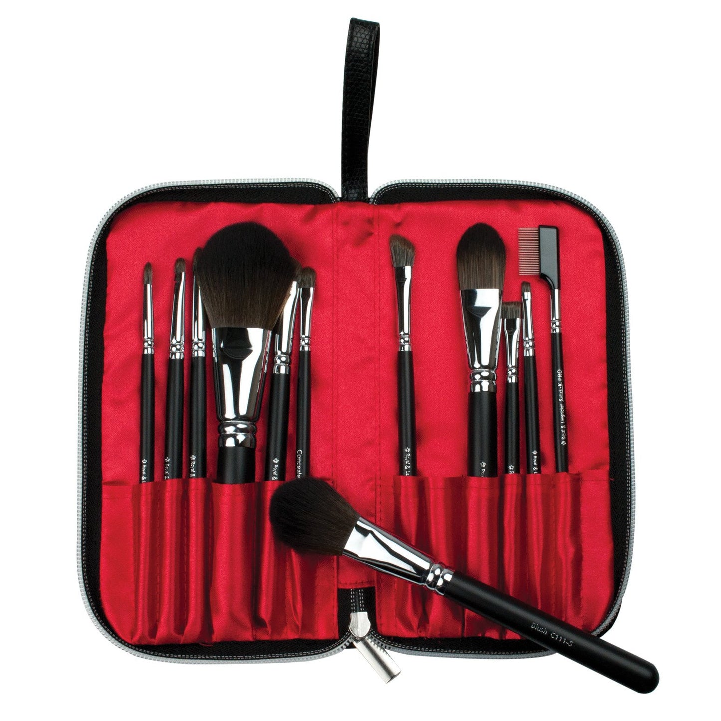 Makeup Brushes in Zippered Travel Case