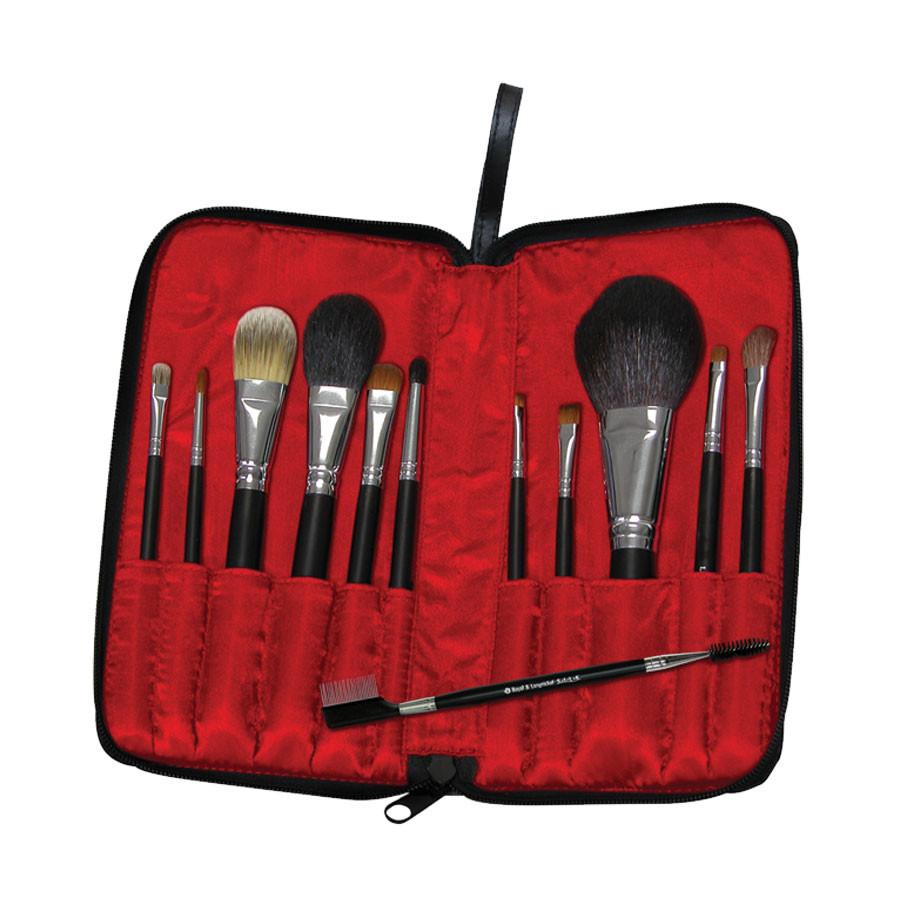 Makeup Brushes in Zippered Travel Case