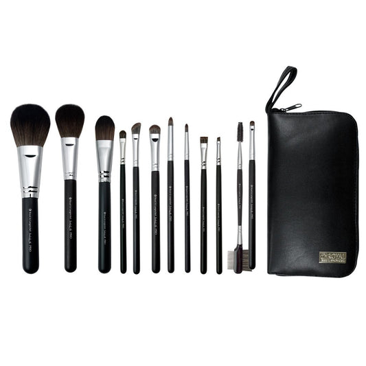 Makeup Brushes and Zippered Travel Case