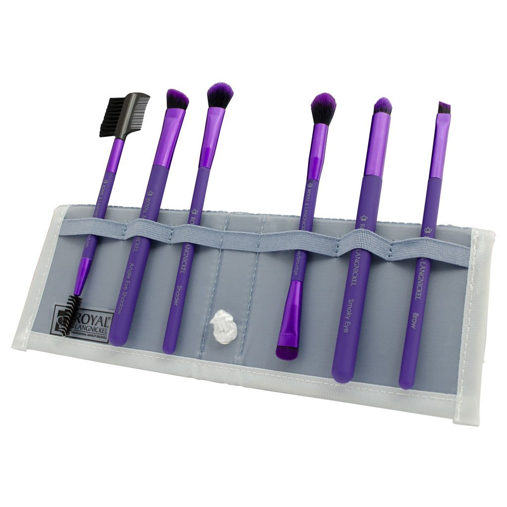 BMD-BESET7PU - MODA® BEAUTIFUL EYES 7pc Purple Brush Kit Makeup Brushes in Flip Case