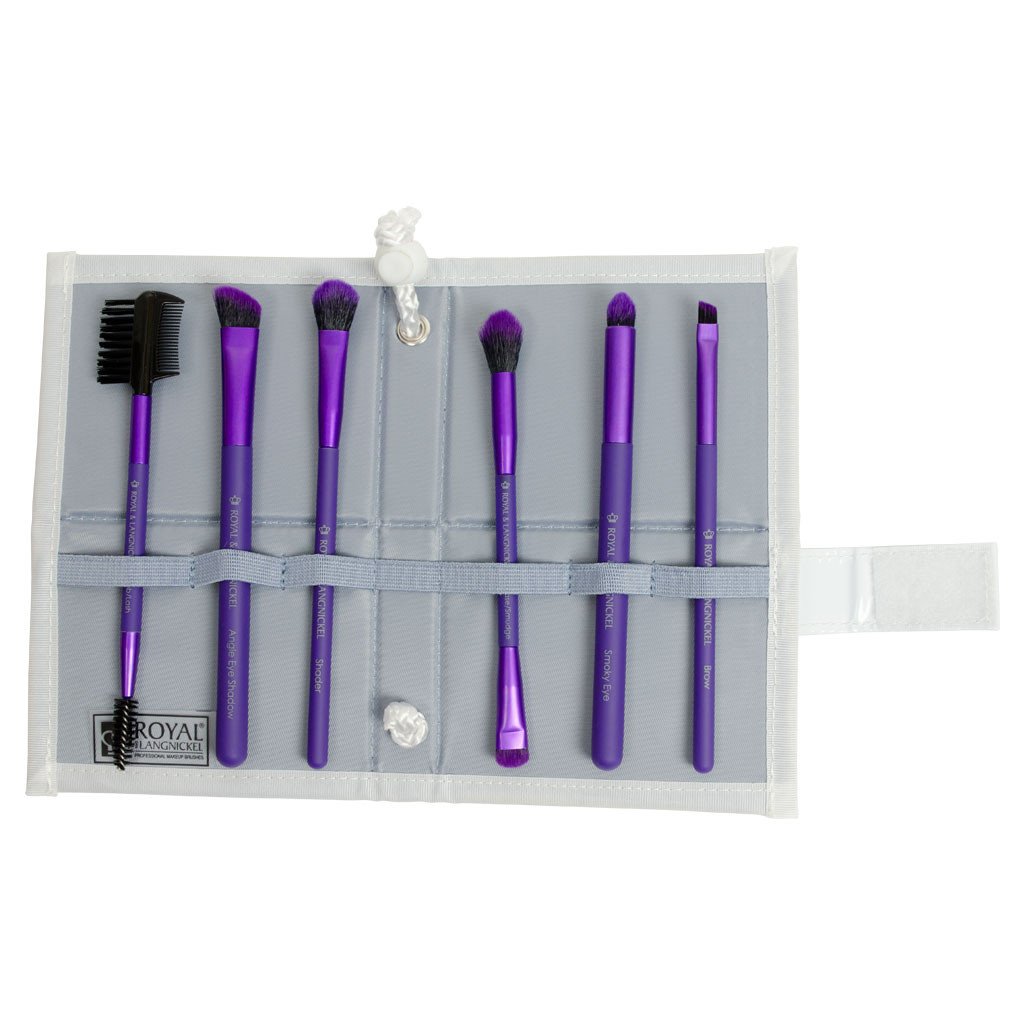 BMD-BESET7PU - MODA® BEAUTIFUL EYES 7pc Purple Brush Kit Makeup Brushes in Flat Flip Case