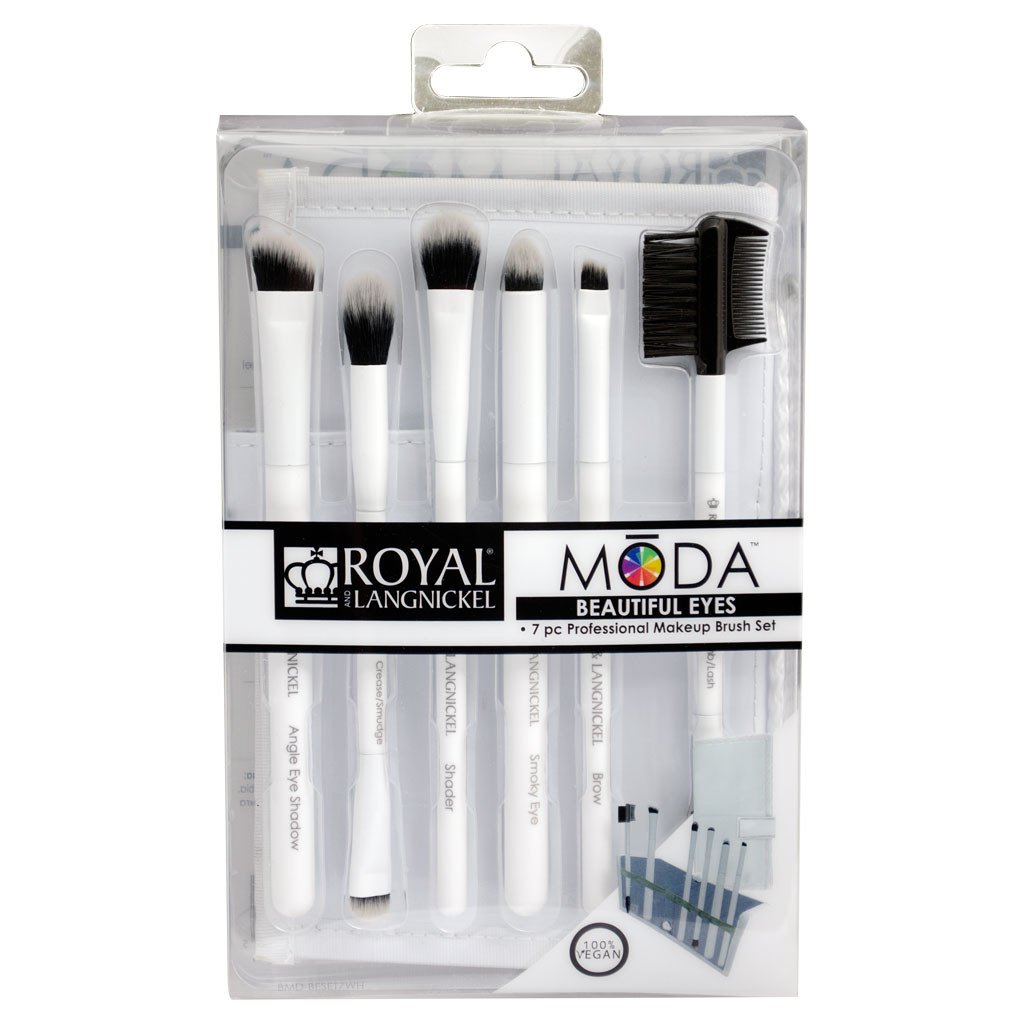 BMD-BESET7WH - MODA® BEAUTIFUL EYES 7pc White Brush Kit Retail Packaging