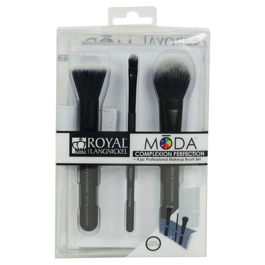 BMD-CPSET4BK - MODA® COMPLEXION PERFECTION 4pc Black Brush Kit Retail Packaging