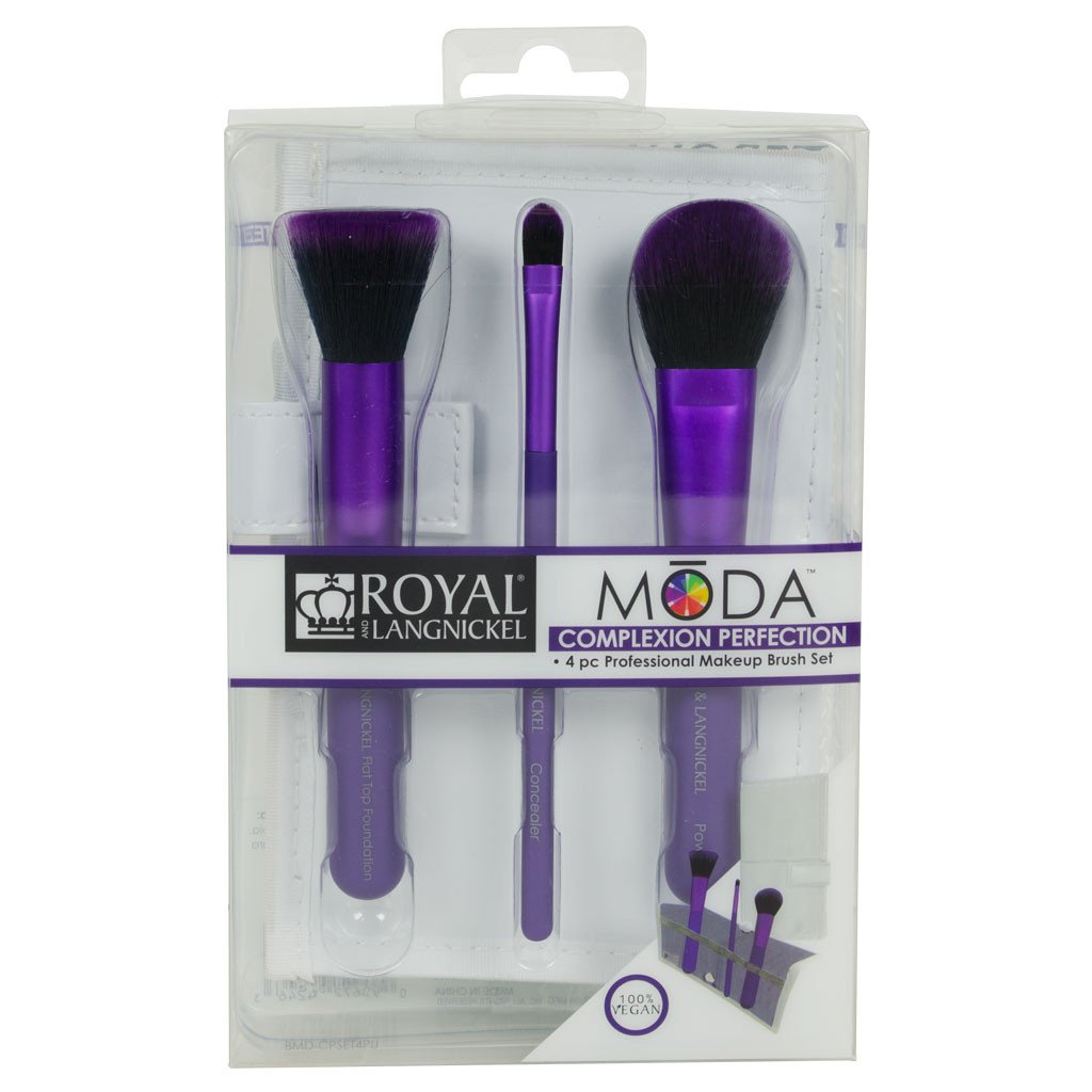 MODA™ COMPLEXION PERFECTION 4-piece Purple Brush Kit retail packaging