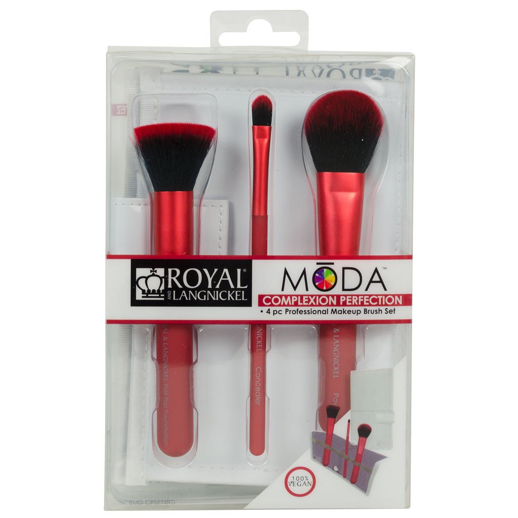 BMD-CPSET4RD - MODA® COMPLEXION PERFECTION 4pc Red Brush Kit Retail Packaging