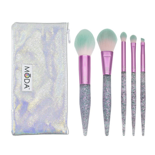 Makeup Brushes with Holographic Zip Pouch