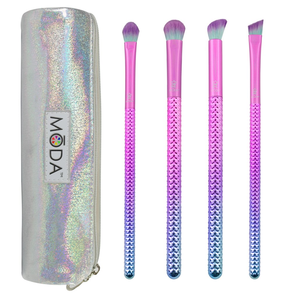 BMD-PBEKIT5 - MODA® Prismatic 5pc Bold Eye Kit Makeup Brushes with Holographic Zip Case