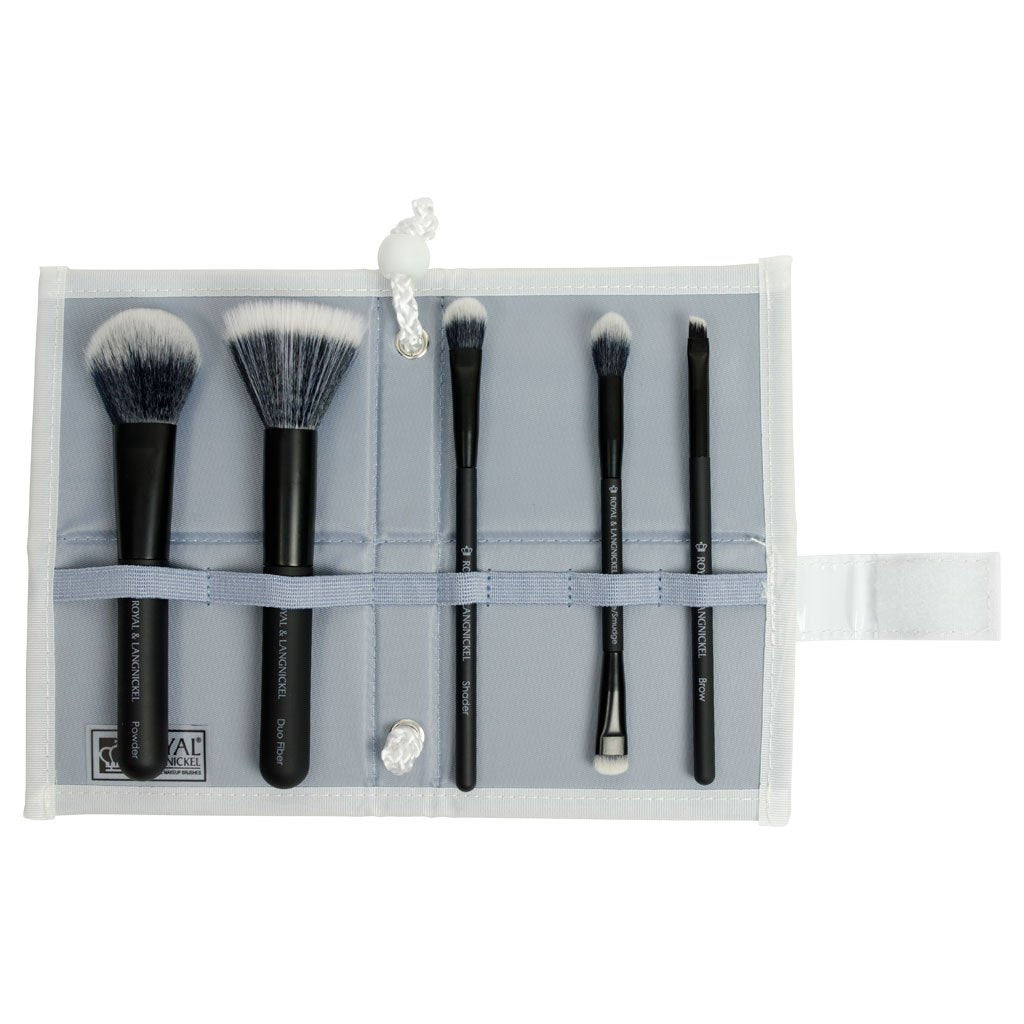 BMD-PMSET6BK - MODA® PERFECT MINERAL 6pc Black Brush Kit Makeup Brushes in Flat Flip Case