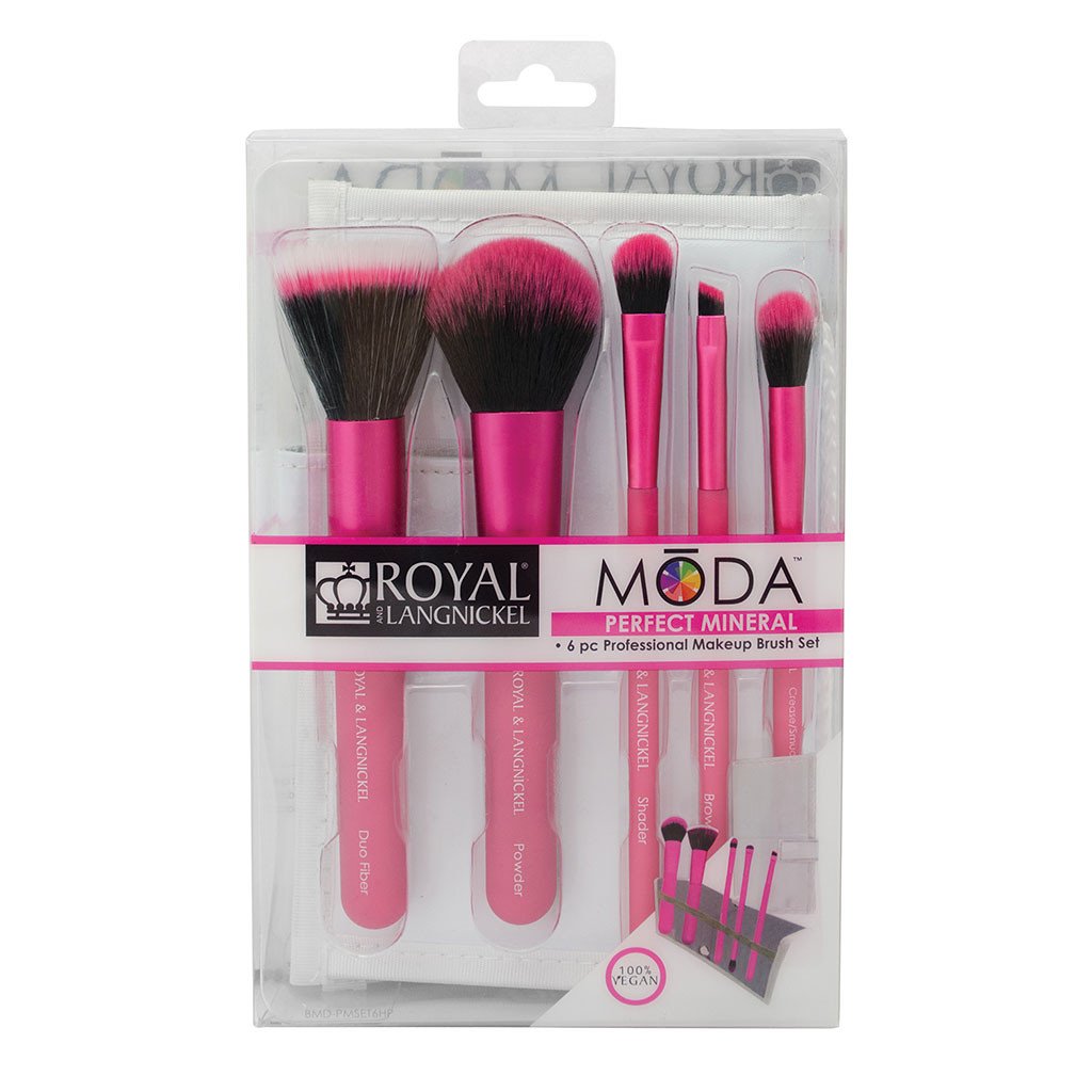 BMD-PMSET6HP - MODA® PERFECT MINERAL 6pc Pink Brush Kit Retail Packaging