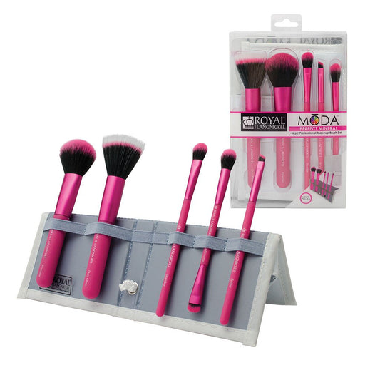 BMD-PMSET6HP - MODA® PERFECT MINERAL 6pc Pink Brush Kit Makeup Brushes in Flip Case and Retail Packaging