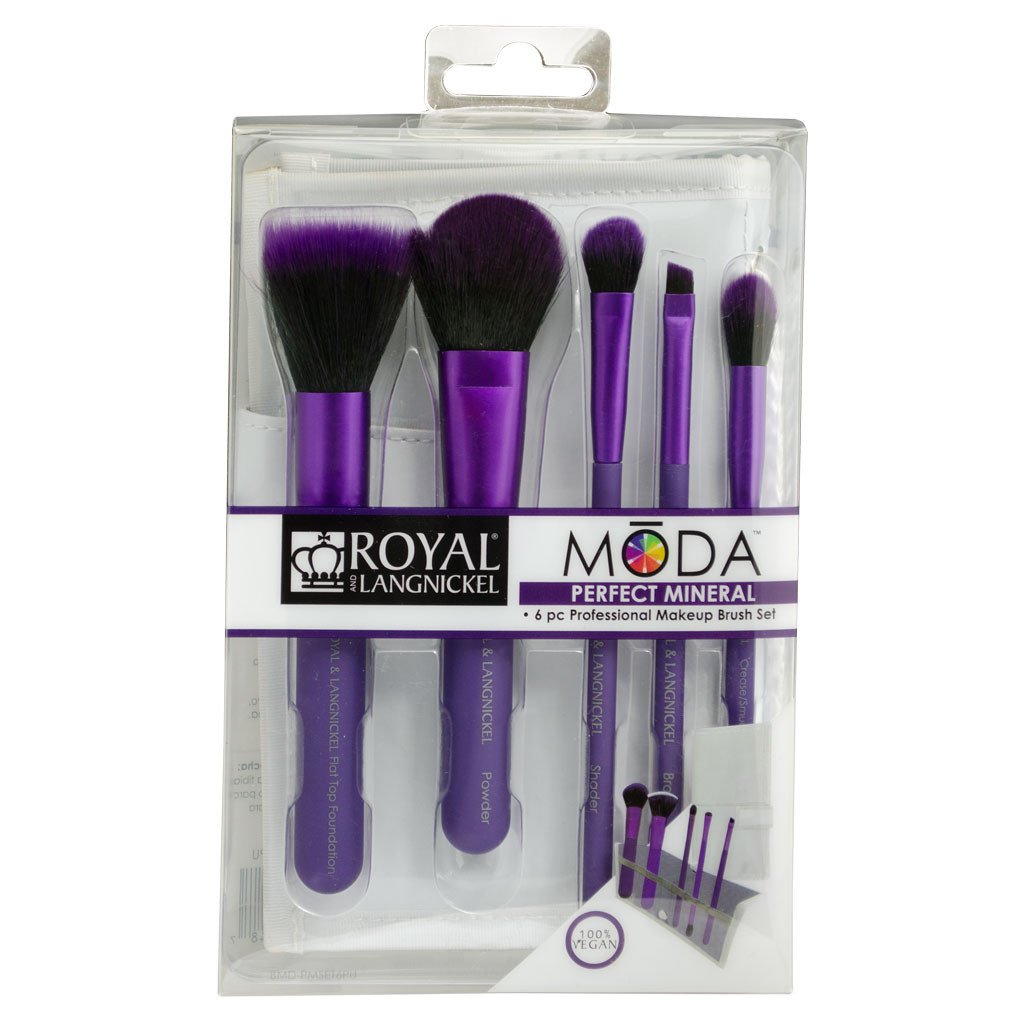 BMD-PMSET6PU - MODA® PERFECT MINERAL 6pc Purple Brush Kit Retail Packaging