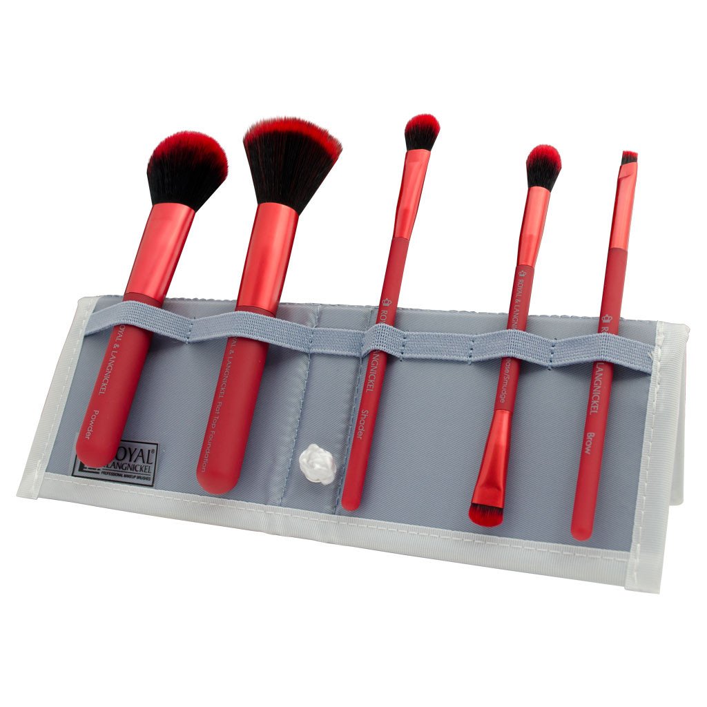 BMD-PMSET6RD - MODA® PERFECT MINERAL 6pc Red Brush Kit Makeup Brushes in Flip Case