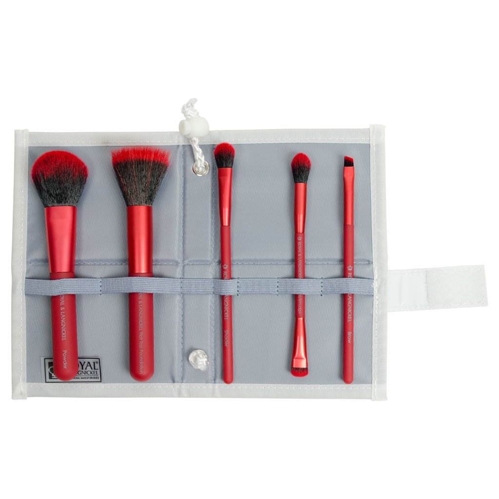 BMD-PMSET6RD - MODA® PERFECT MINERAL 6pc Red Brush Kit Makeup Brushes in Flat Flip Case