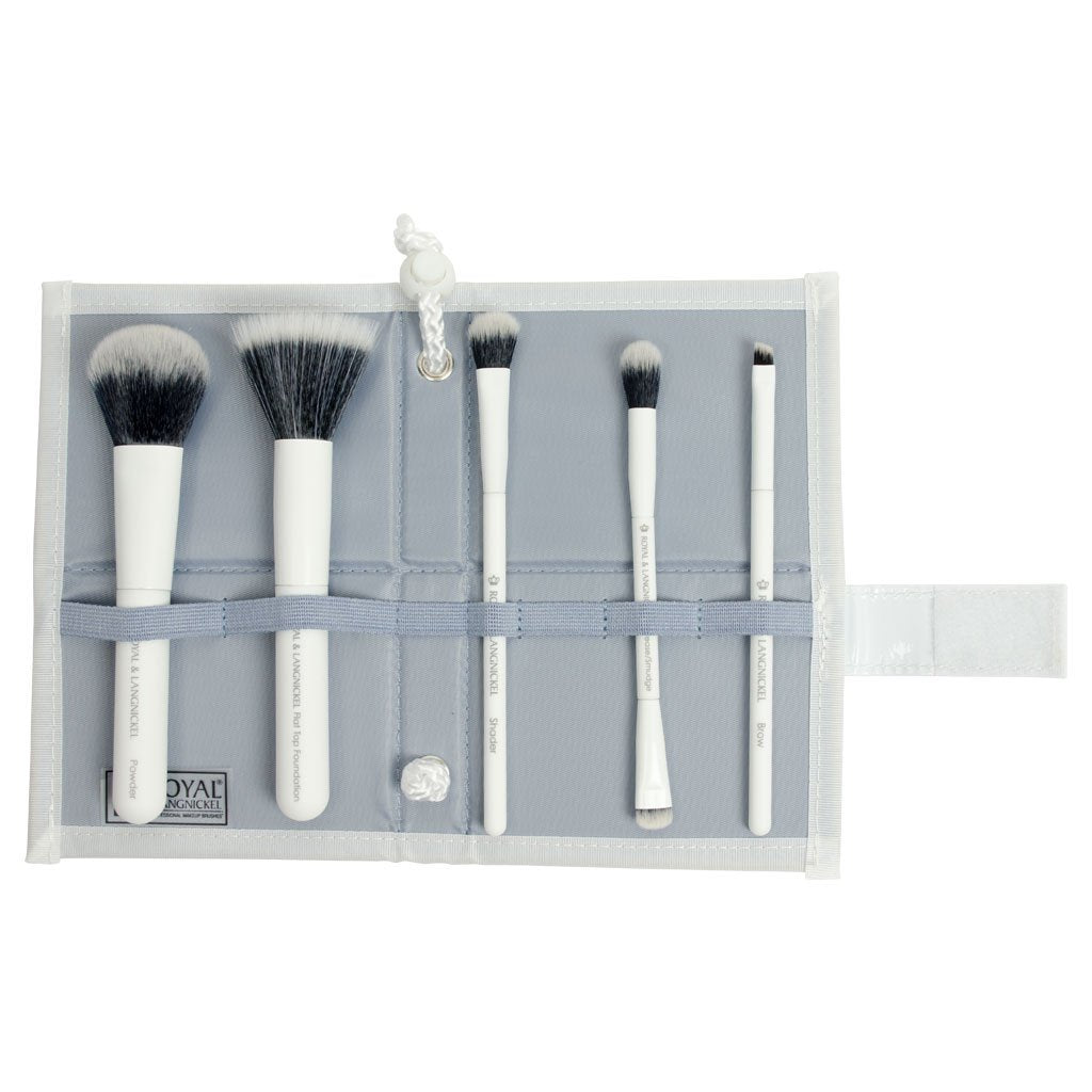 BMD-PMSET6WH - MODA® PERFECT MINERAL 6pc White Brush Kit Makeup Brushes in Flat Flip Case