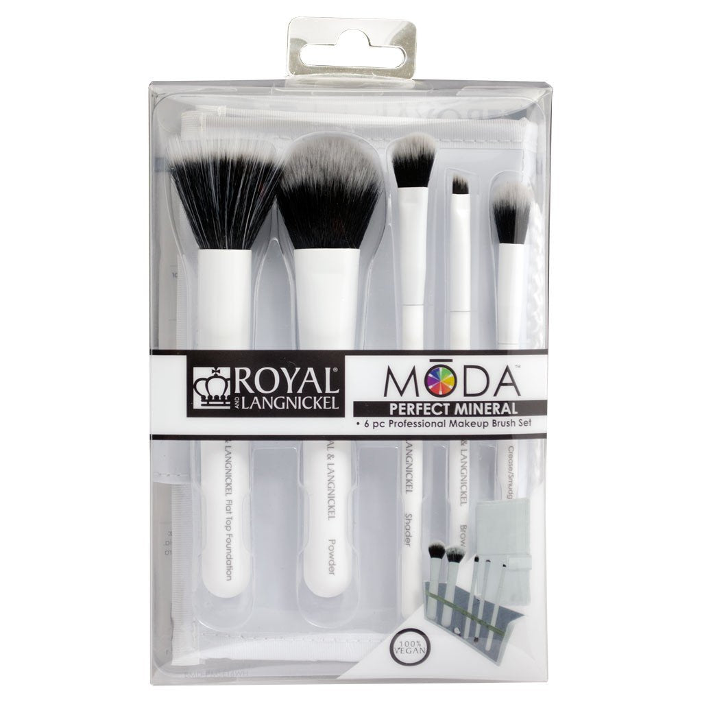 BMD-PMSET6WH - MODA® PERFECT MINERAL 6pc White Brush Kit Retail Packaging