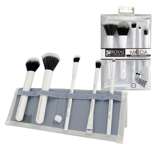 BMD-PMSET6WH - MODA® PERFECT MINERAL 6pc White Brush Kit Makeup Brushes in Flip Case and Retail Packaging