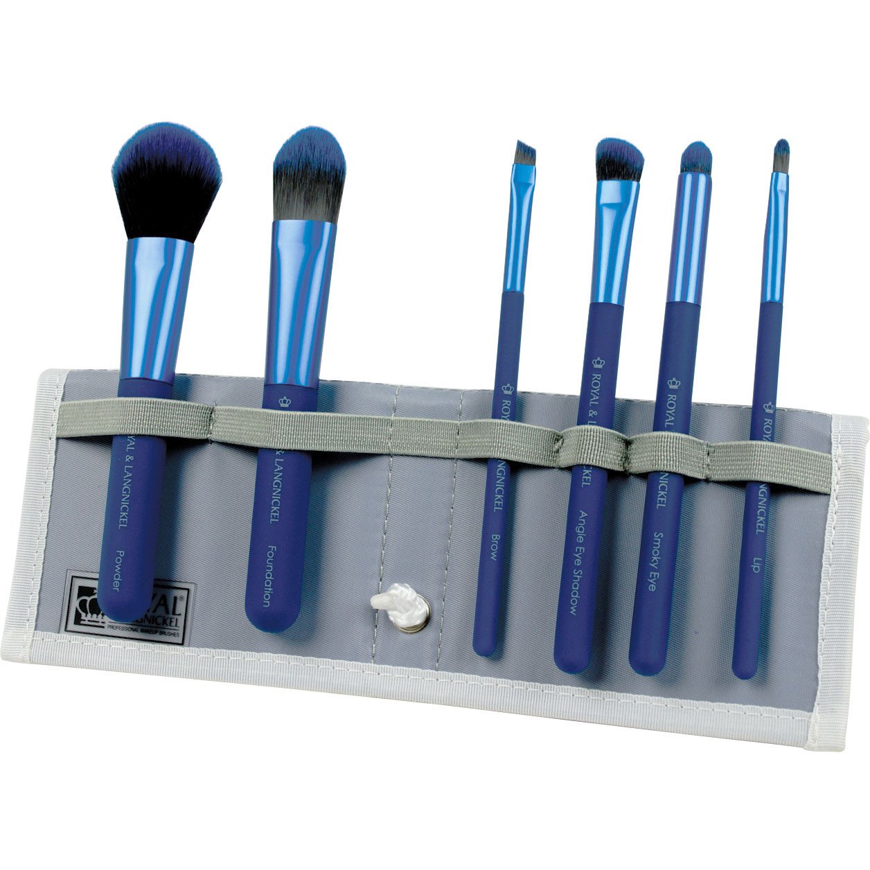 BMD-TFSET7BL - MODA® TOTAL FACE 7pc Blue Brush Kit Makeup Brushes in Flip Case