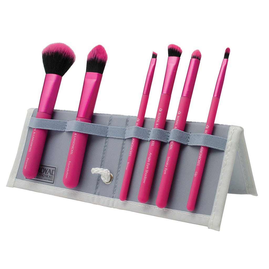 BMD-TFSET7HP - MODA® TOTAL FACE 7pc Pink Brush Kit Makeup Brushes in Flip Case