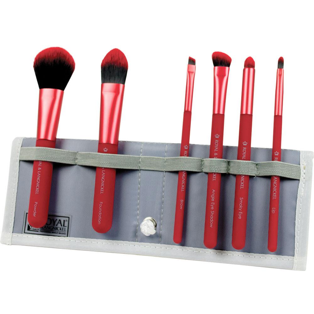 BMD-TFSET7RD - MODA® TOTAL FACE 7pc Red Brush Kit Makeup Brushes in Flip Case