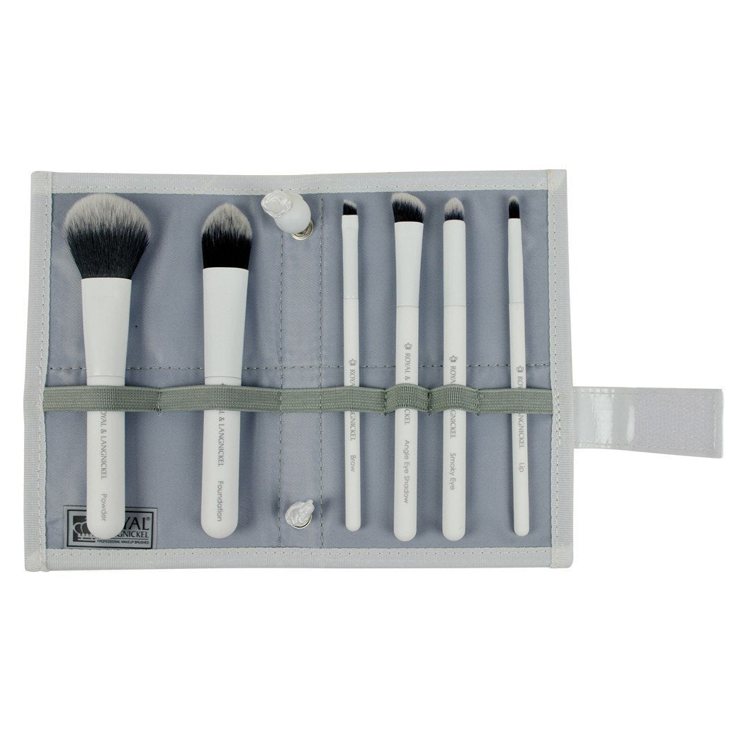 BMD-TFSET7WH - MODA® TOTAL FACE 7pc White Brush Kit Makeup Brushes in Flat Flip Case