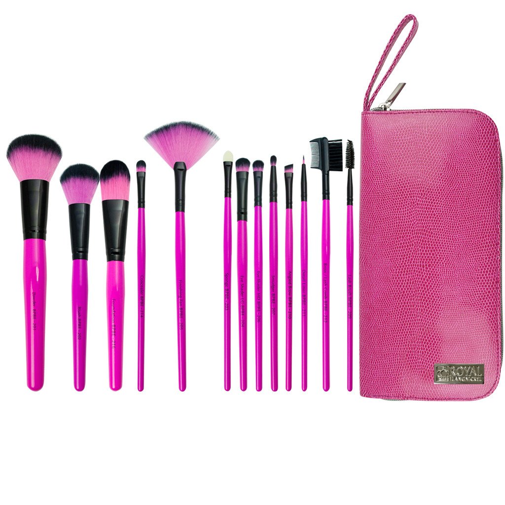 Makeup Brushes and Zippered Travel Case