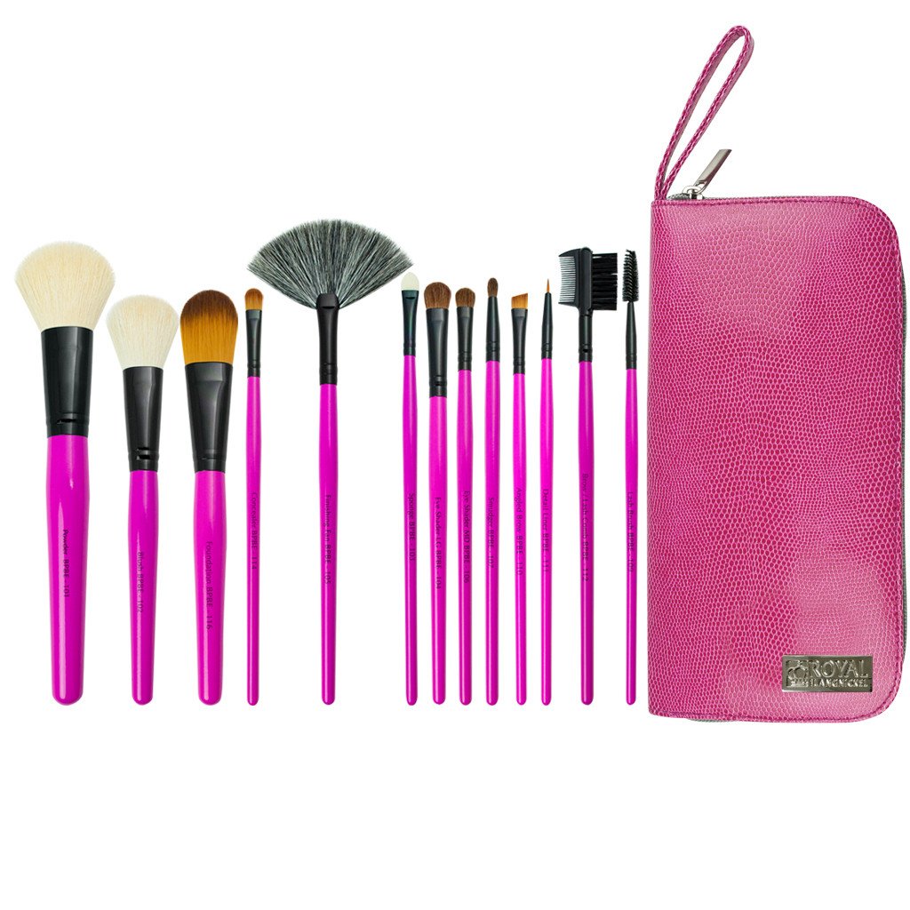 Makeup Brushes and Zippered Travel Case