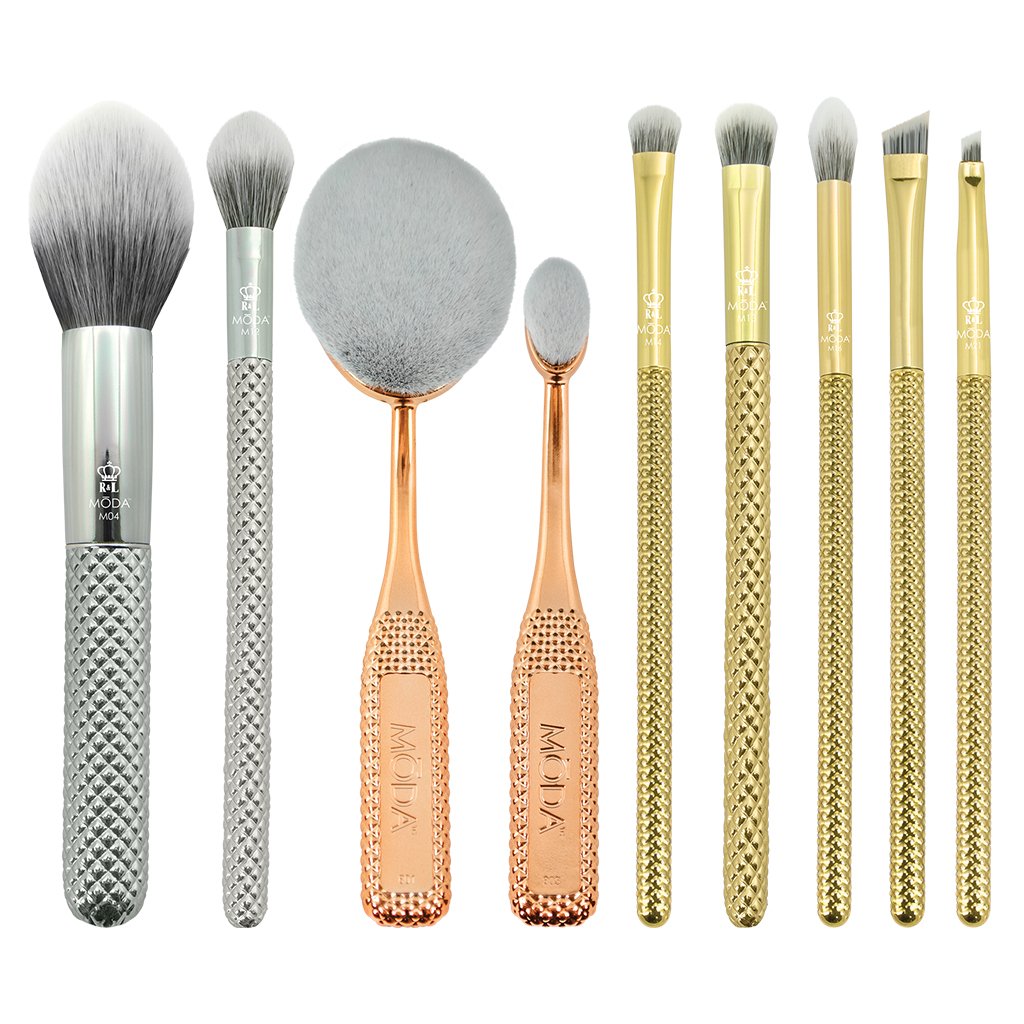 MSET-MGS1 - MODA® Metallics 10pc Deluxe Gift Kit Makeup Brushes