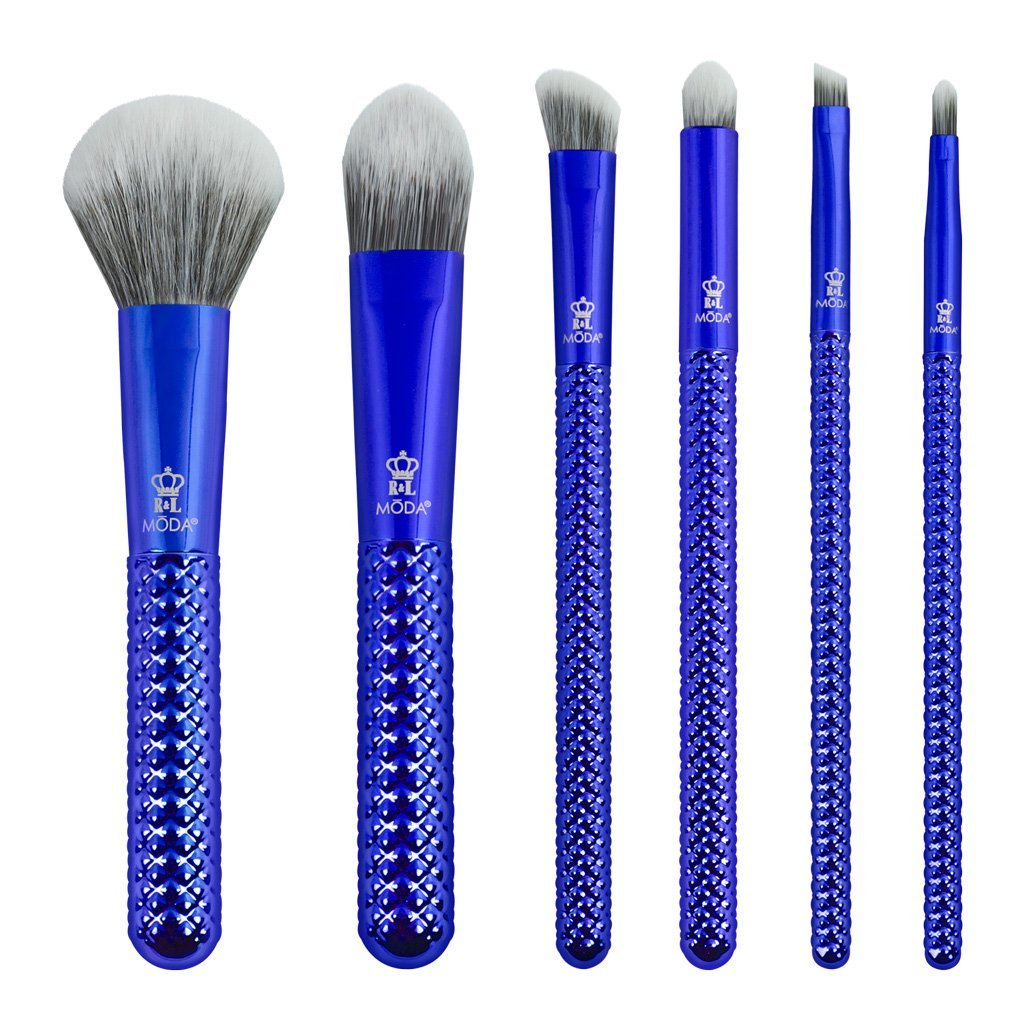 MSET-TF7BL - MODA® Metallics 7pc Blue Total Face Kit Makeup Brushes