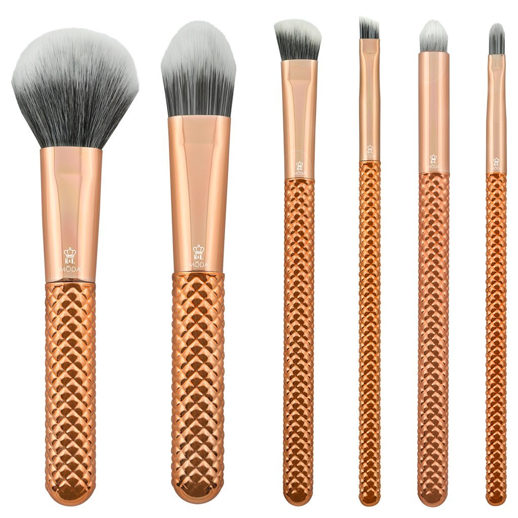 MSET-TF7RG - MODA® Metallics 7pc Rose Gold Total Face Kit Makeup Brushes