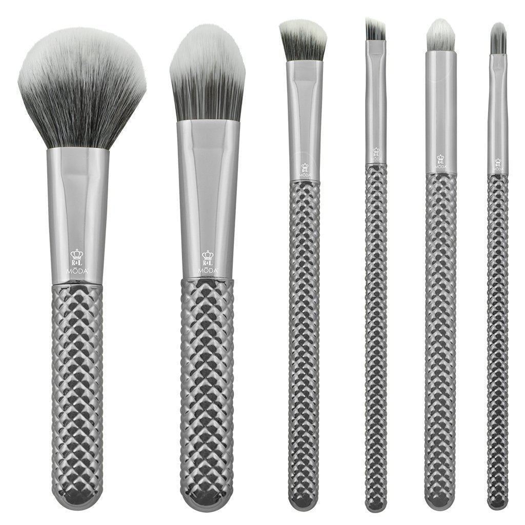 MSET-TF7SL - MODA® Metallics 7pc Silver Total Face Kit Makeup Brushes