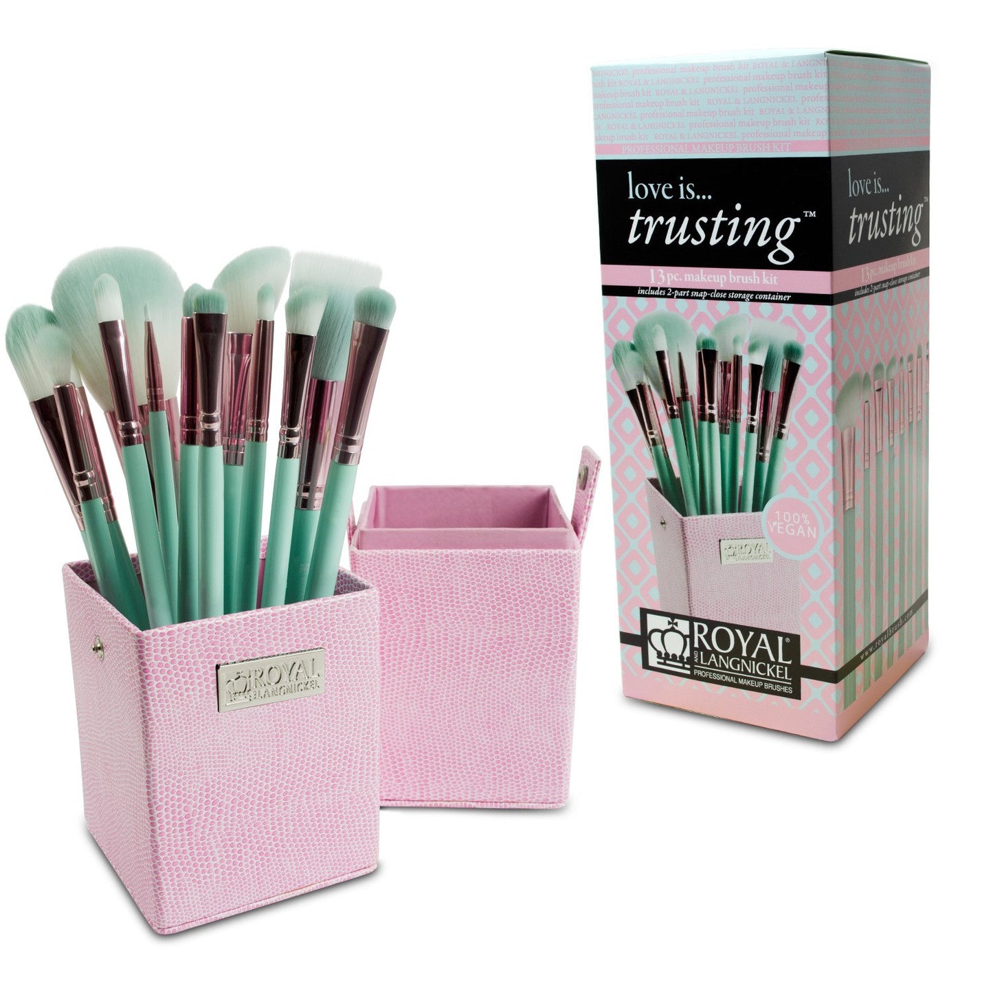 Makeup Brushes in Storage Box and Retail Packaging