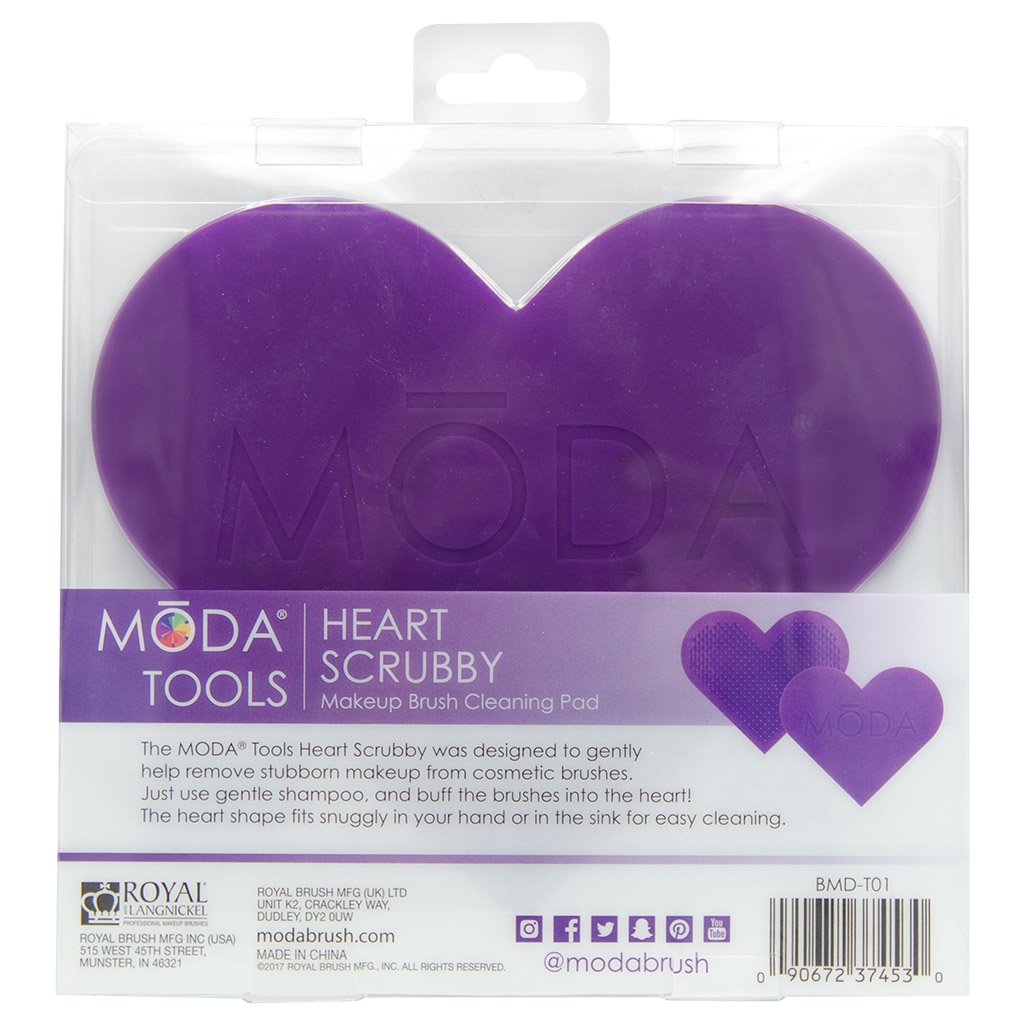 BMD-T01 - MODA® Heart Scrubby Makeup Brush Cleaning Pad Retail Packaging Back